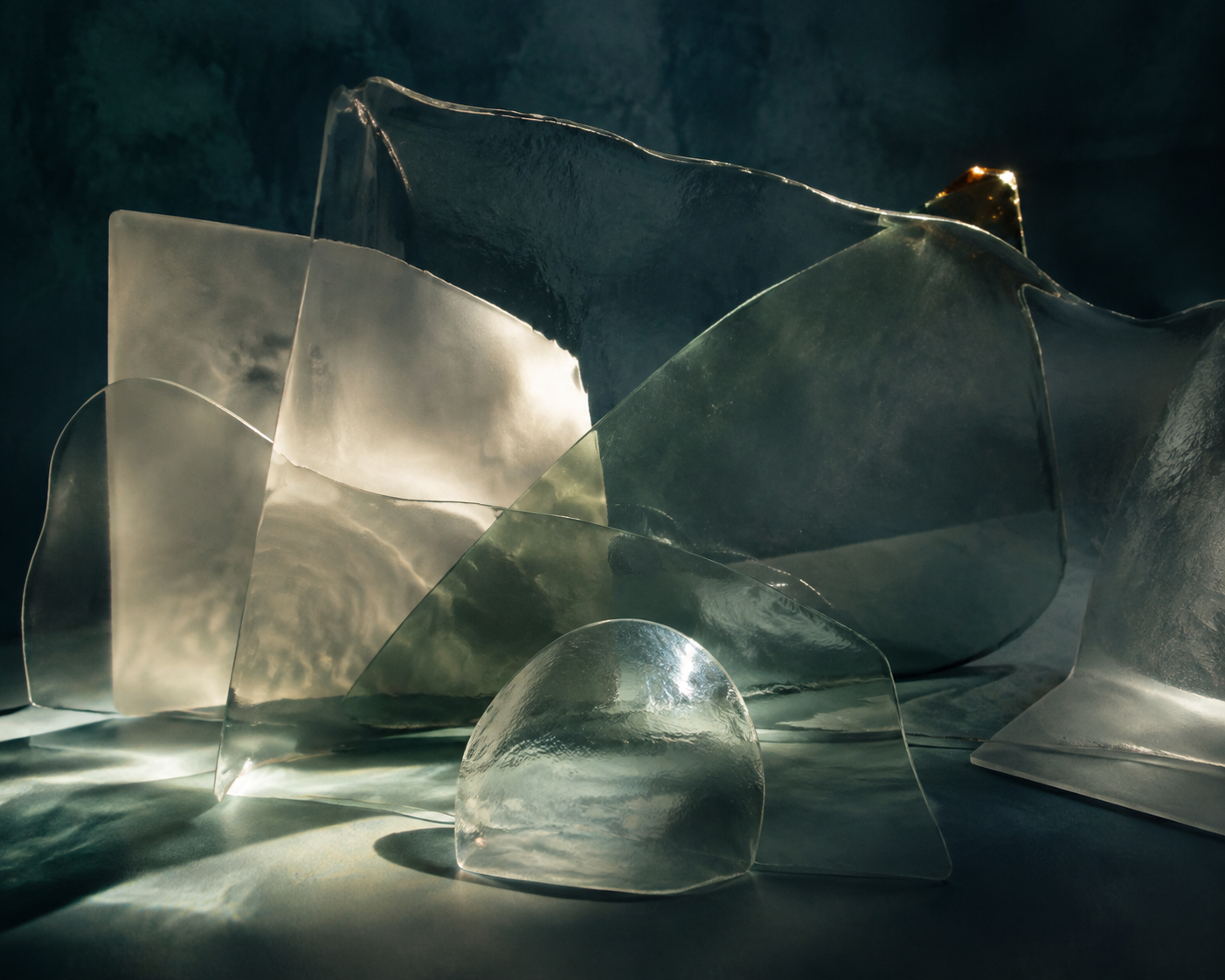 Layers of translucent material gathering and transmitting light
